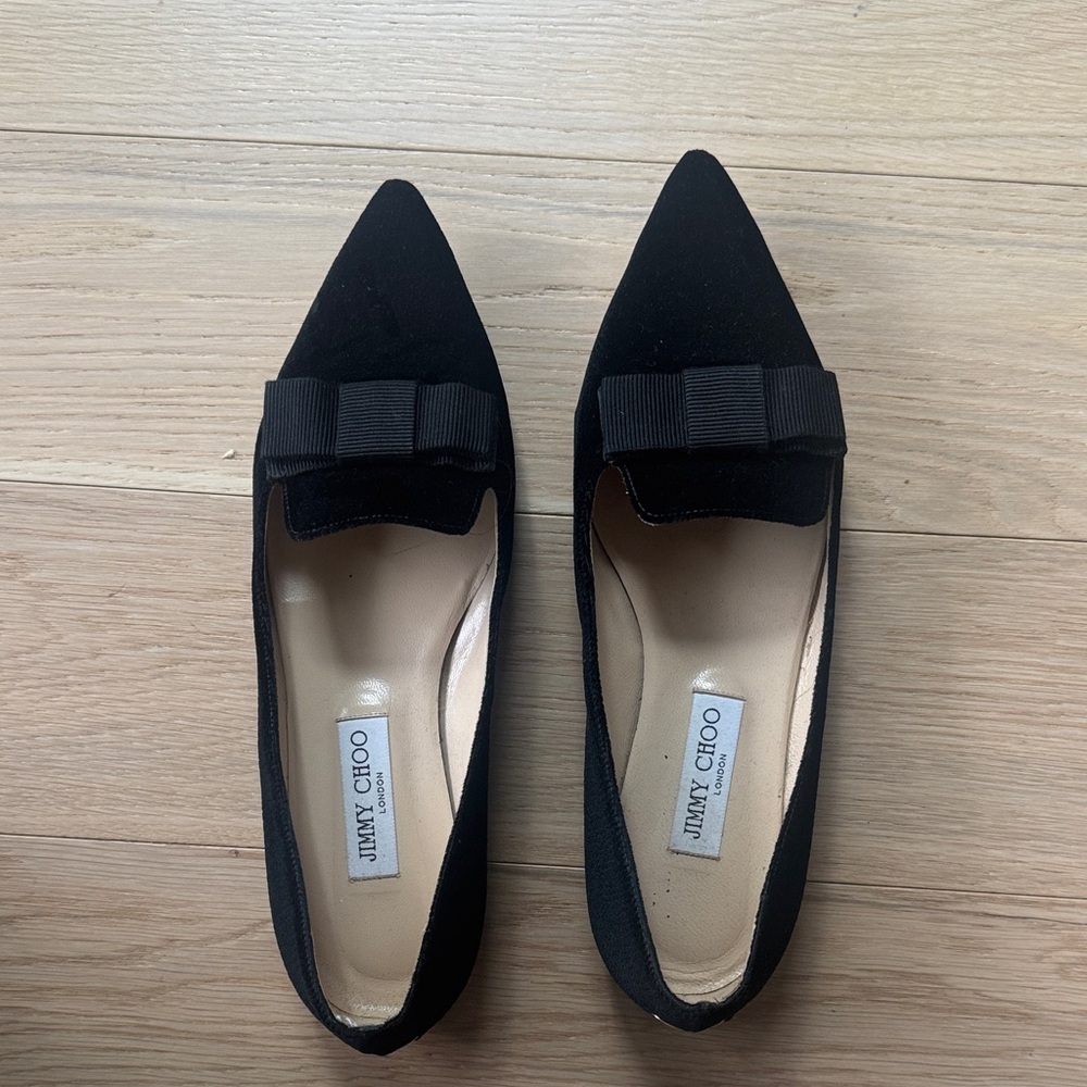Jimmy Choo Black Bow Gala Flats size 41 1/2